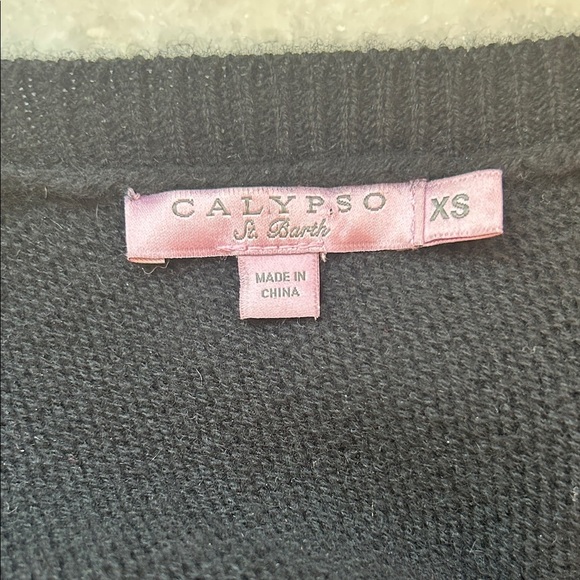 Calypso St. Barth Black Double V-Neck Cashmere Sweater | XS - Picture 4 of 5